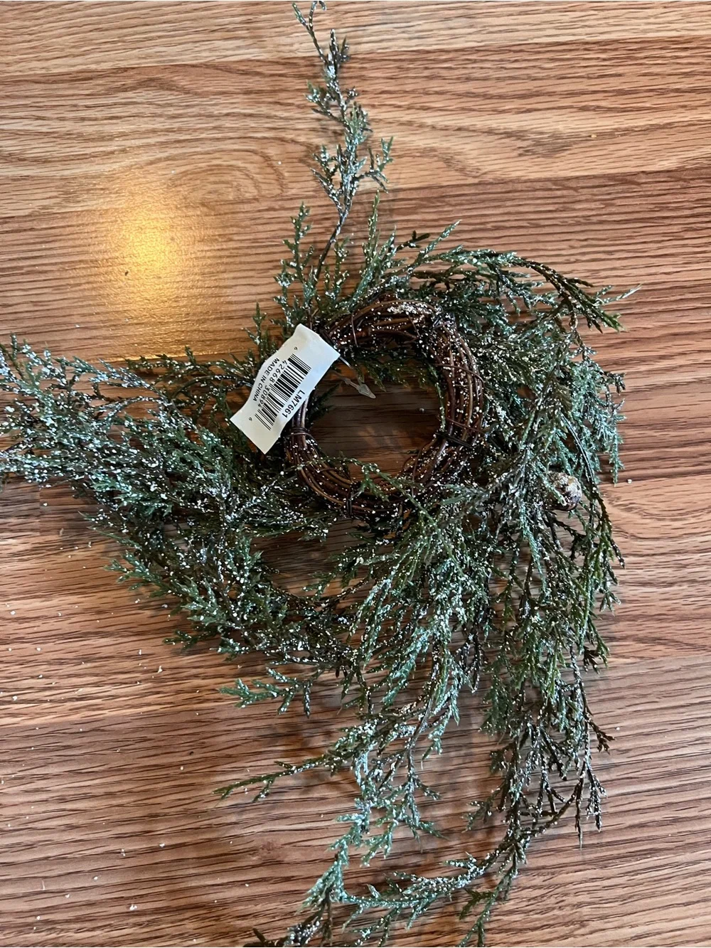 Set of 6 Frosted Evergreen Candle Rings Primitive Farmhouse Decor